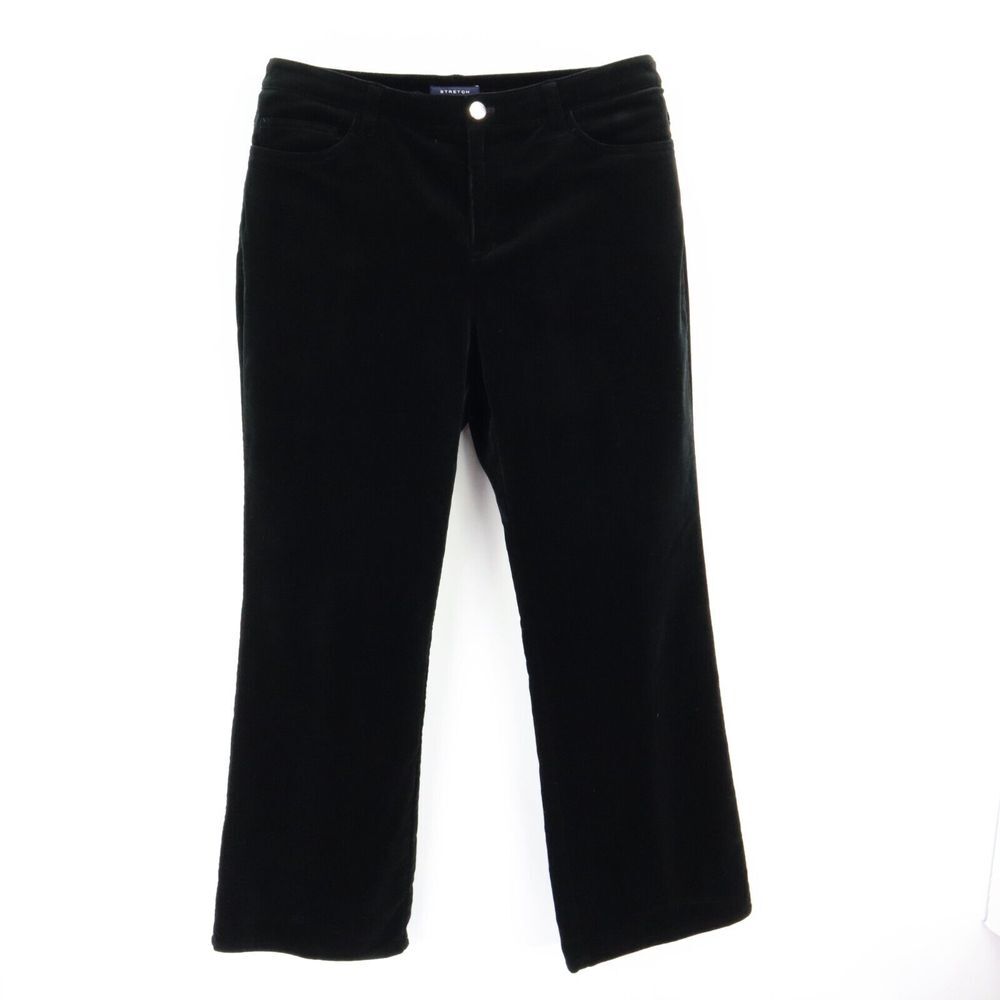 Jones New York Signature Pant Womens Size 10P Black Cotton Blend Velvet Pockets